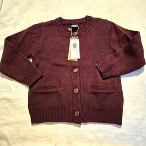 Smith's American girls size XS or 6/7 dark burgundy button up cardigan, New